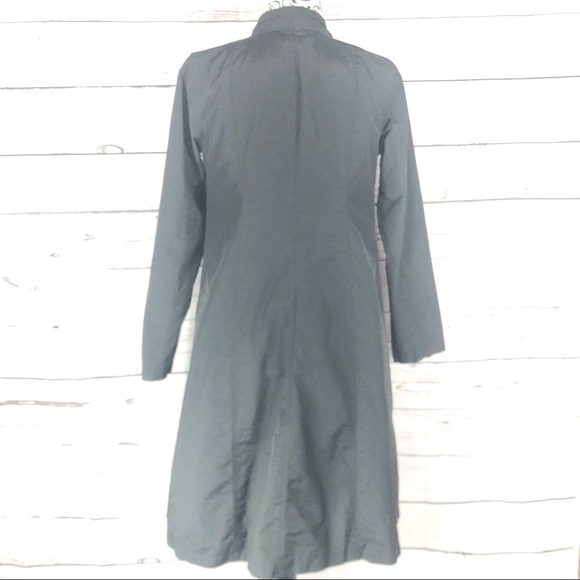 Eileen Fisher Black One Button Long Coat Organic Cotton Nylon - Picture 6 of 11